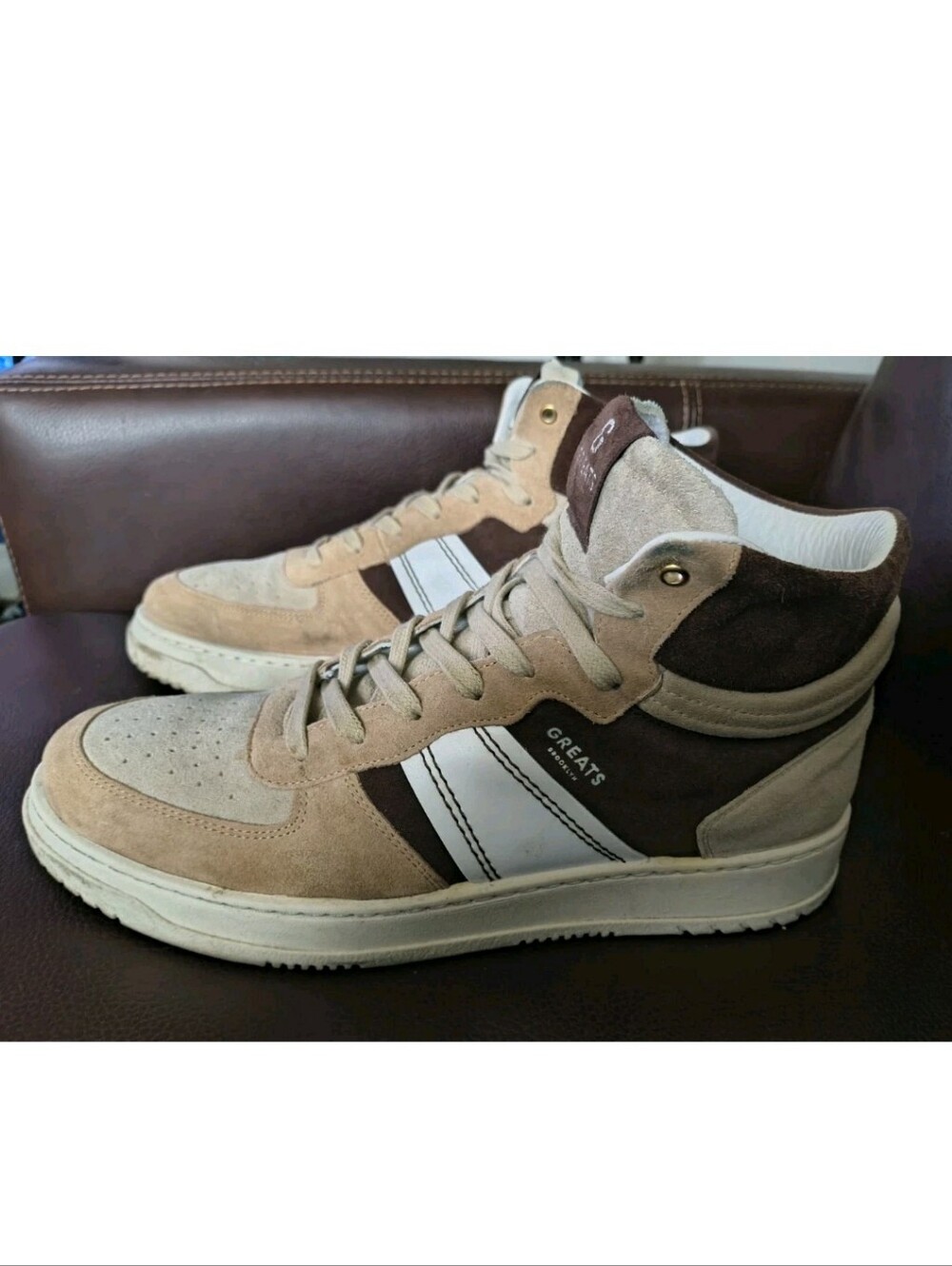 Greats St. James High Sneakers, Brown, Size 11, Made in Italy